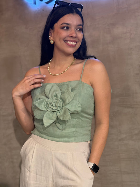 Blusa Lirio en lino Verde