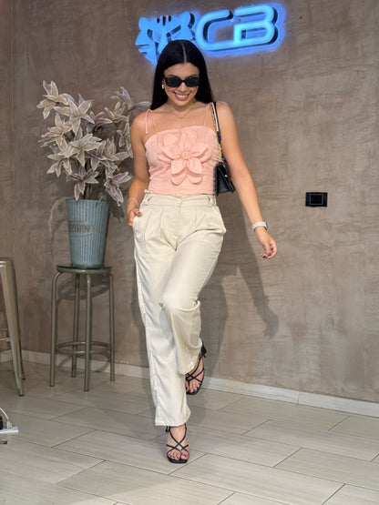 Blusa Lirio en lino coral