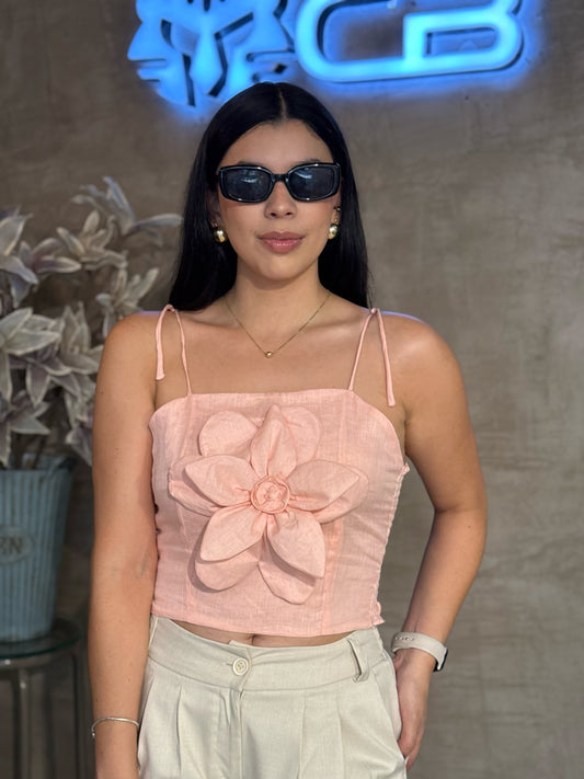 Blusa Lirio en lino coral