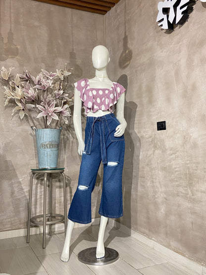 Pantalon Jean Toronto con fajon denim oscuro con rotos