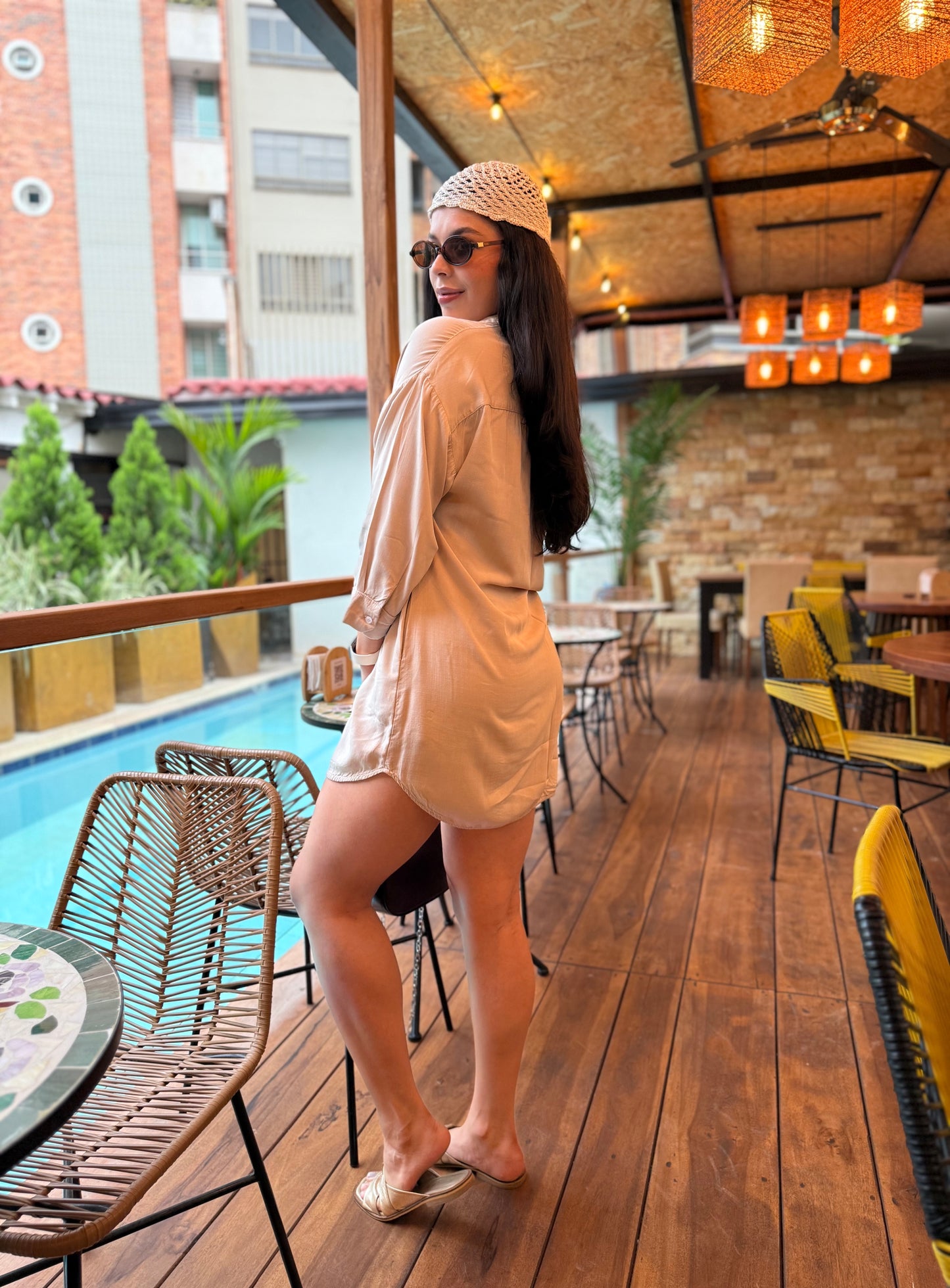 Vestido Camisero Valentino Beige