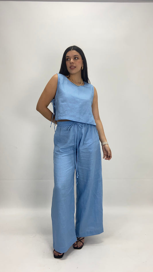 Set Atenas lino azul