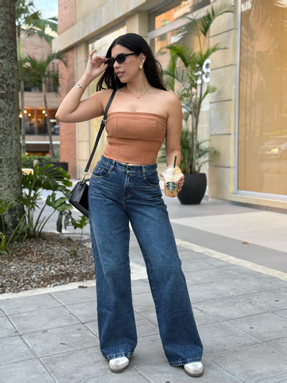 Pantalón Jean Wide Leg Classic Stone