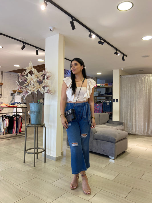 Pantalon Jean Toronto con fajon demonio medio con rotos