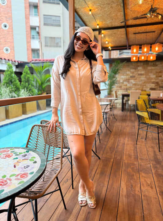 Vestido Camisero Valentino Beige