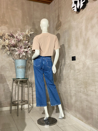 Pantalón Culotte Fit Azul Oscuro con rotos