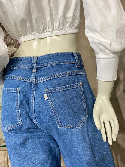 Pantalón Bota recta Azul con rotos