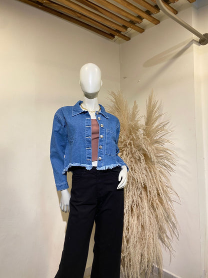 Chaqueta Filomena azul denim sin rotos