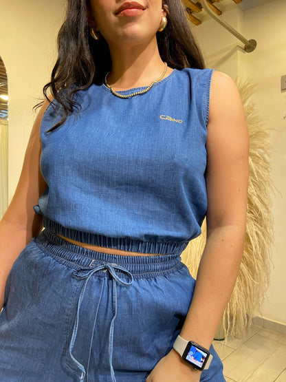 Set Oriana chambray azul