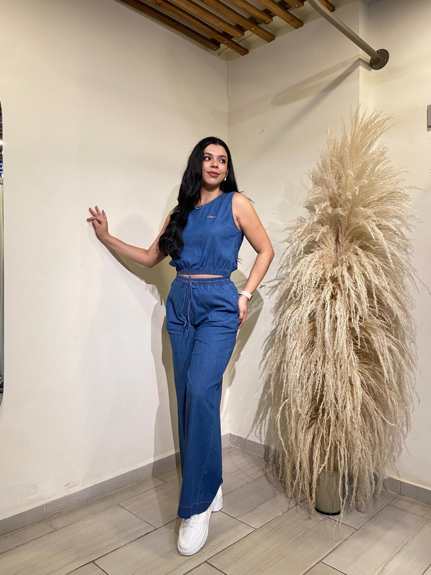 Set Oriana chambray azul