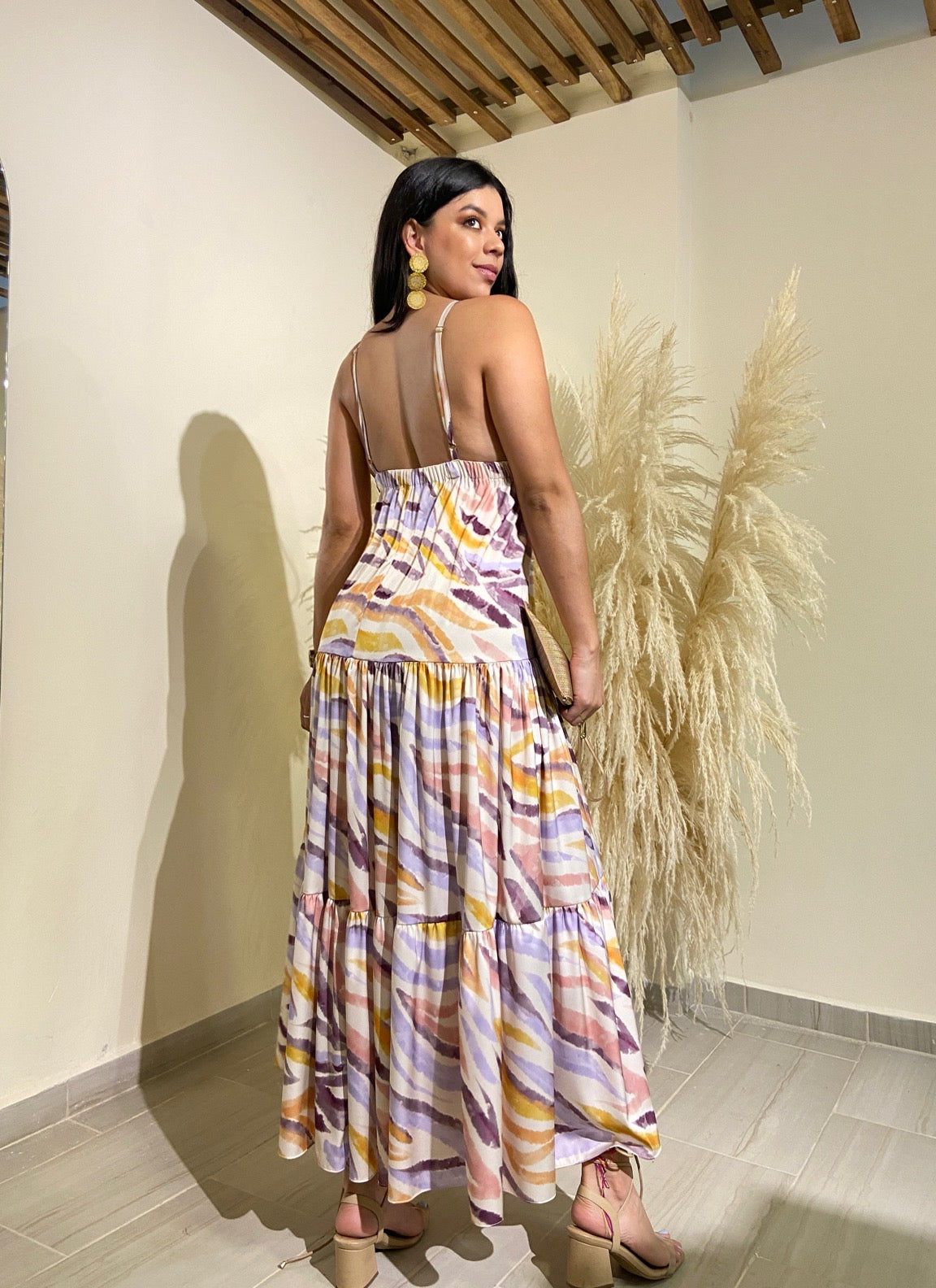 Vestido Andalucía amarillo y lila