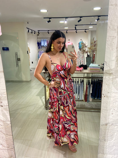 Vestido Andalucía café multicolor