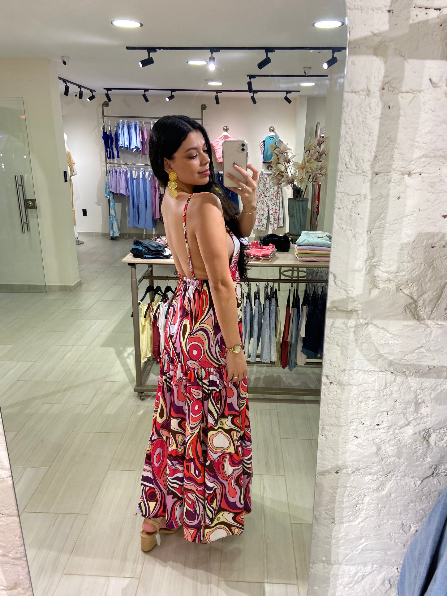 Vestido Andalucía café multicolor