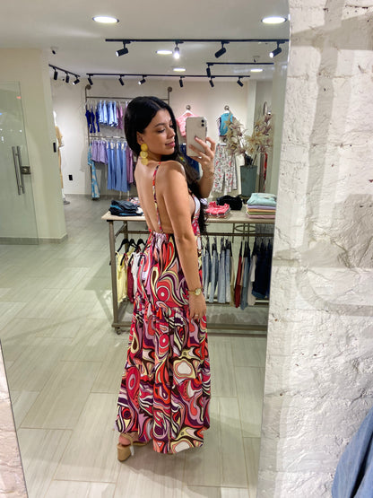 Vestido Andalucía café multicolor