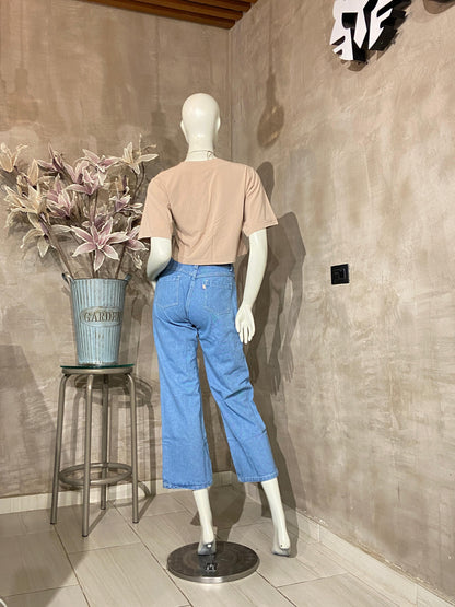 Pantalón Culotte Fit Azul Hielo con rotos