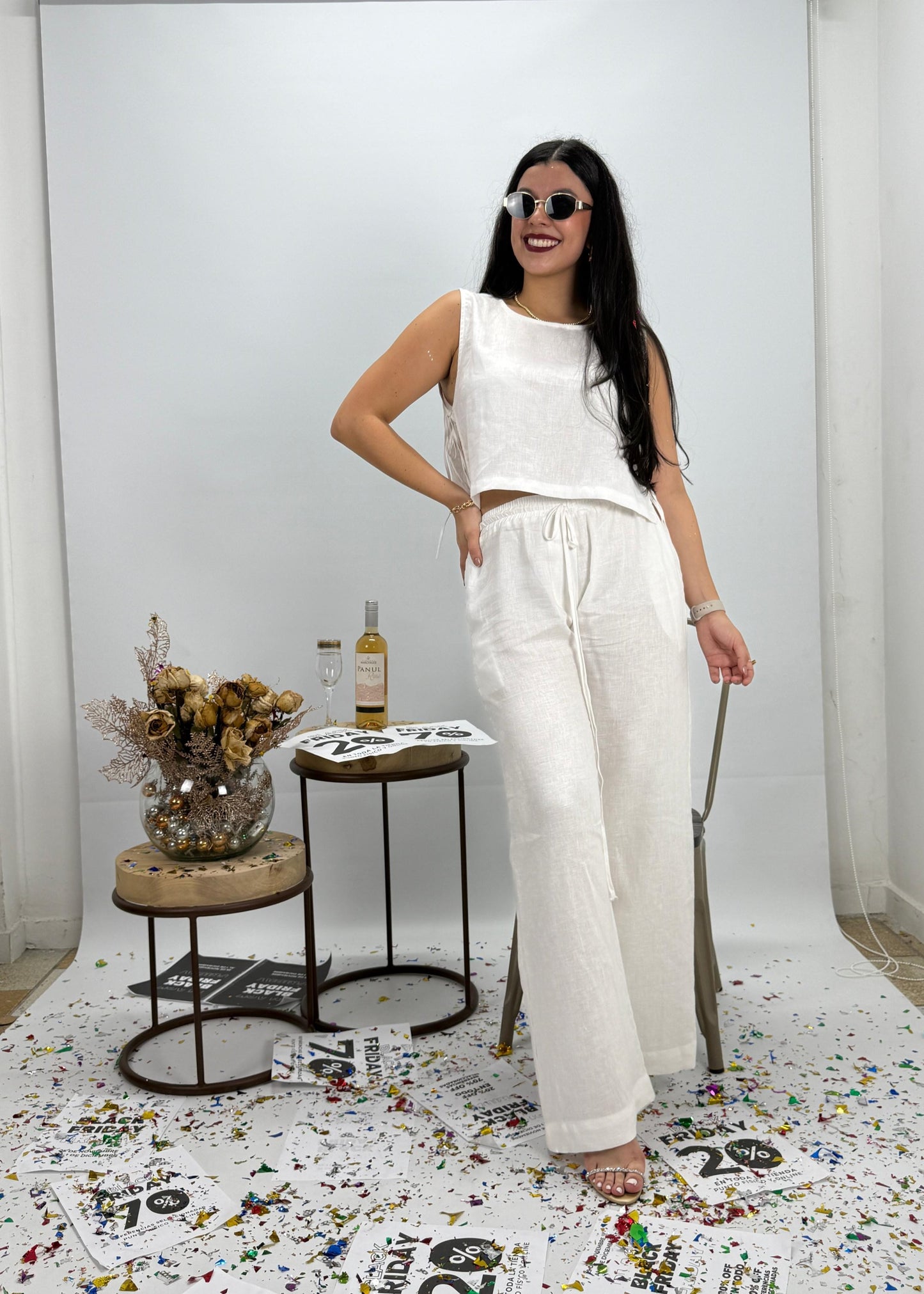 Set Atenas lino blanco