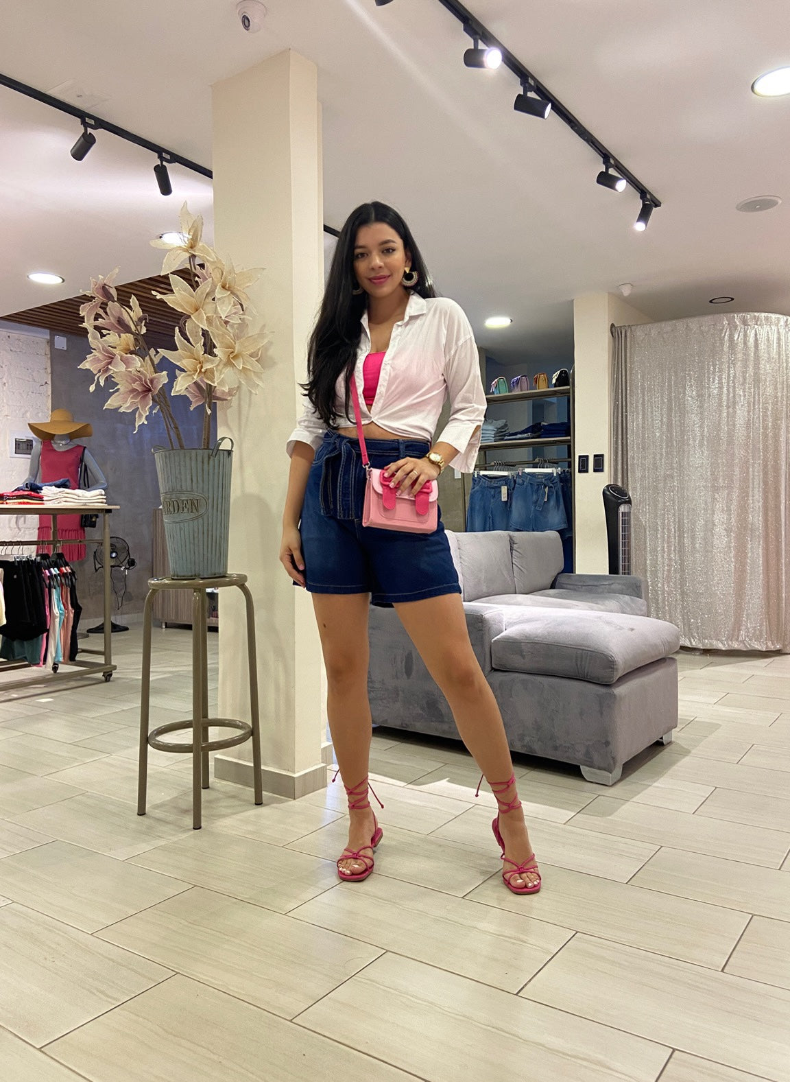 Short Palmira denim azul oscuro