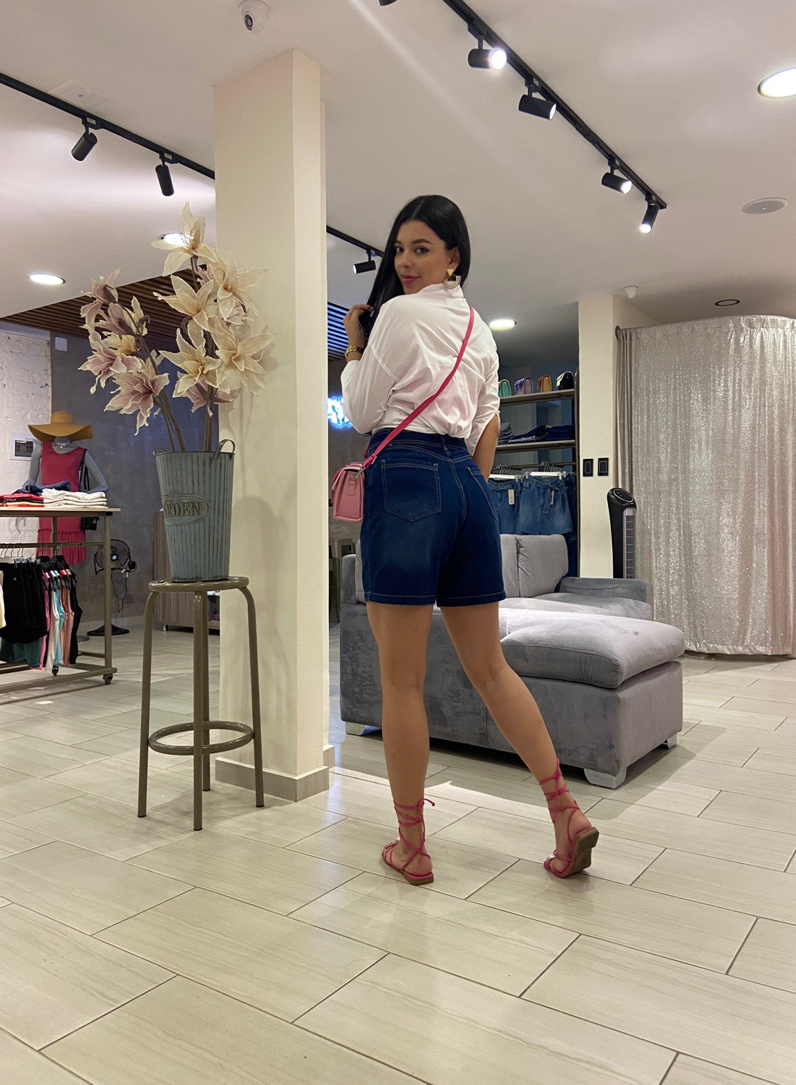 Short Palmira denim azul oscuro