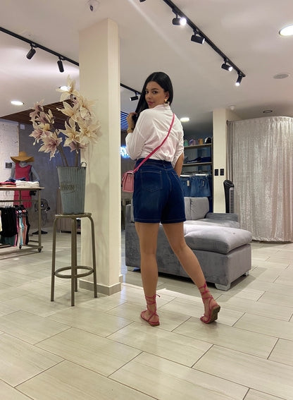 Short Palmira denim azul oscuro